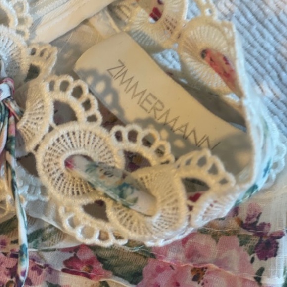 Zimmermann Cream Floral Honor Pin-tuck Paneled Midi Dress Sz 1 - Picture 2 of 7